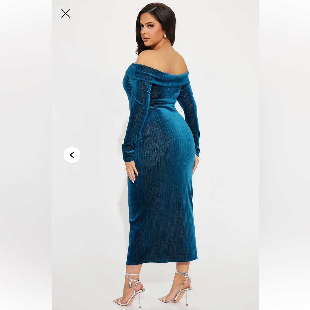 Fashion Nova Teal Long Sleeve Dress - Picture 6 of 8